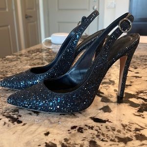 Alice and Olivia blue sparkle sling backs size 38